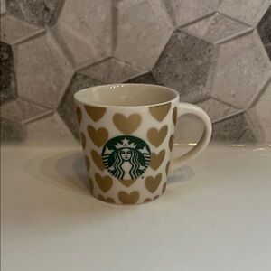 Starbucks Espresso Mug with Gold Heart Pattern